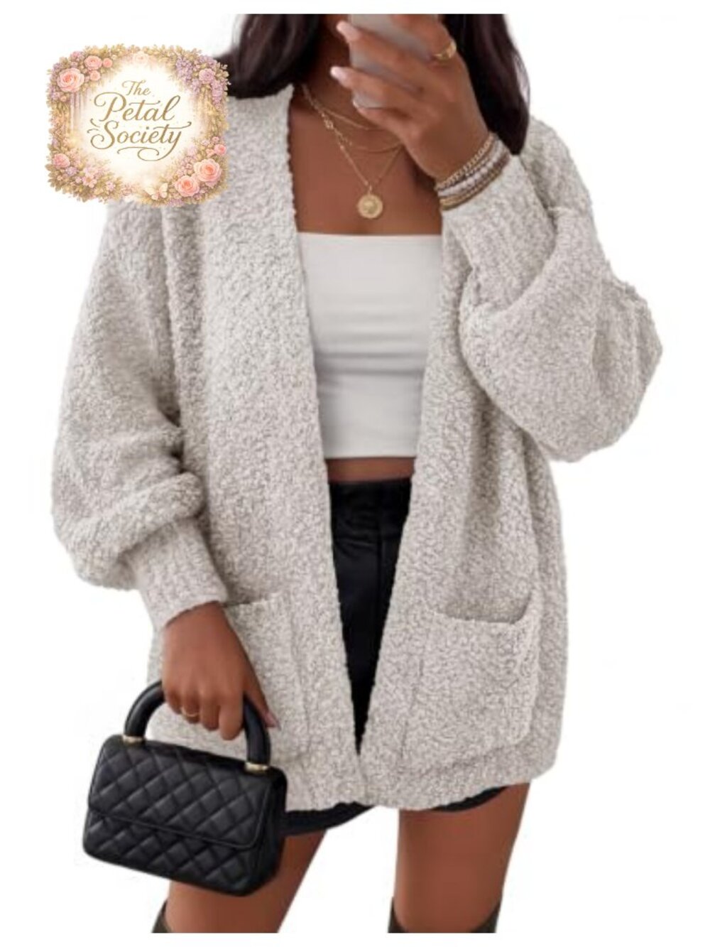 Fuzzy Popcorn Oversized Sherpa Chenille Cardigan Sweater